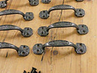 10 Small Drawer Pulls 4 1 4  Long Window Antique Vintage Style Ornate Cast Iron