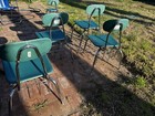 Vintage Melsur Mid Century Modern Teal Chrome School Chairs W  Book Basket Lot