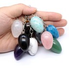 Oval Egg Natural Crystal Chakra Pendulum Stone Chain Dowsing Yoga Healing Reiki