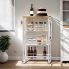 Rolling Kitchen Trolley 4-tier Storage Shelf Utility Cart Mesh Basket Spice Rack