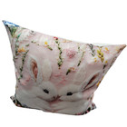 Bunny Throw Pillow 18x18    - Floral Embroidered Look - Spring Decor - Soft