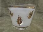 Vintage 1950 s Libbey Glass Gold Leaves Decorated Design Ice Tub bucket