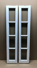 Vtg Pair 4 Lite Glass Sidelights 10x52 Shabby White Wood Transoms Old 1212-26b