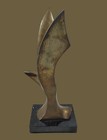 Vintage Mid Century Cubist Deco Modernist Brass Seagull Sculpture Marble Base