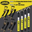 Heavy Duty Car Trailer Tie Down Straps 4 Pack Kit - 2  X 8  Ratchet Straps   J-h