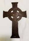 Cast Iron Victorian Style Celtic Religious Wall Mount Cross Rustic Brown Decor
