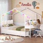 Kids Bed With Desk twin House Bed With Drawers For Girls white