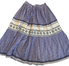 Vintage Seminole Miccosukee Patchwork Skirt Blue Handmade Native American Indian