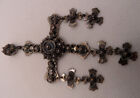 Vintage Taxco  Mexico Sterling Silver 925 Yalalag Cross Pendant Large Size 4 l