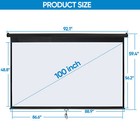 100 Inch Projection Screen 16 9  Projector Movies Screen Manual Pull Down Black