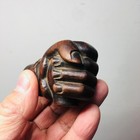 Antique Chinese Fist Decorated Boxwood Opi m Bowl Damper   s Base  Very Big  