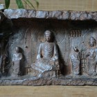 Chinese Old Stone Carved Buddha Statue Zen Belief Shrine Home Office Decor