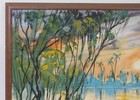 Vintage Oil Painting Swamp Sunset Landscape Florida Highwaymen Style Louisiana