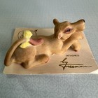 Vintage George Good Miniature Lioness Figurine On Card Ceramic Bisque Cute 