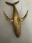 Vintage Solid Brass Humpback Whale Sculpture Nautical Decor Mid Century