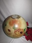 Antique Glass Handpainted Floral Ball Globe Lamp Shade 4 1 8  Fitter 12  Tall