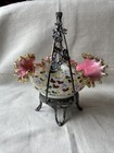 Reed   Barton Silverplate sterens   Williams Enameled Basket Uranium Glass