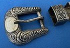 Vtg Old Western Antique Sterling Silver Nelson   Co 4 Pc Ranger Belt Buckle Set
