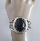 Wide Vintage Navajo Sterling Cuff Bracelet By P  1 75 In Front  6 1 2 In Wrist