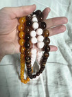 Islamic Prayer Beads Tasbih Misbaha Set Of 3 Amber Brown Pink Rosary Tasbeeh