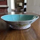 Rare -antique 19th C  Chinese Export Footed Bowl - Lion   Flowers - Blue Inside