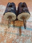 Set Of 2 - Vintage Brown Ceramic Insulators With Screws