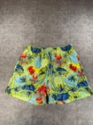 George Swim Trunks Mens Large 36-38 Turquoise Flamingo Palm Tree Beach Shorts