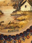 Vintage Hand-painted   Carved Romanian Folk Art Wooden Wall Plate     Countryside