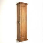 Vintage Time Clock Index Punch Card Rack Wood Cabinet Holder Oak