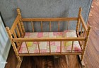 Vintage Baby Doll Crib 1960   s Rocking Cradle Wood Bed With Pillow