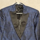 Egara Tuxedo Blazer Jacket Mens 40 Long Blue Black Paisley Slim Fit Prom Dj