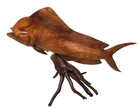 Carved Wood Mahi Mahi Trophy Dolphin Head Carving Sport Ocean Fishing Collection