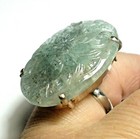 Vintage  Beautiful  56 70ct Natural Carved Aquamarine Ring 925 S-g Silver 7 5 