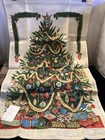 2078    vintage Holiday Christmas Tree Marge French Linen Towel Unused 16   x27 5   