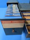 Vintage Sprague Capacitors Cabinet Box Drawers Atom Orange Drop Nos