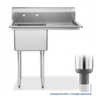 Stainless Steel Commercial Kitchen Utility Sink With Drainboard -18  Single Bowl