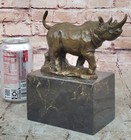 Signed Original Milo Rhino Bookend Bronze Marble Sculpture Statue Figurine Decor
