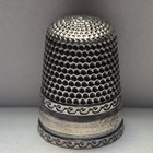 Waite Thresher Co  Antique Sterling Silver Sewing Thimble W  Scroll Wave Band