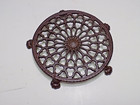 Antique Black Round Cast Iron 5 Paw Feet 6  Trivet Lantz Style