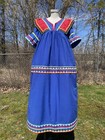 Seminole Native American Indian Patchwork Blue Dress Women   s Vintage Hand Made L