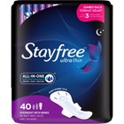 Stayfree Ultra Thin Overnight Pads With Wings  40 Ct  Multi-fluid Absorption