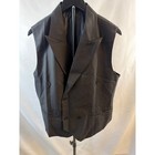 Mens Double Breasted Suit Vest Black Peak Lapel Tuxedo Formal Waistcoat Size L