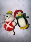 Vintage 1979 Lot Of 9 Yarn Felt Pom Pom Christmas Ornaments Russ Berrie