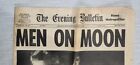 The Evening Bulletin Newspaper Men On Moon Monday July 21  1969 Providence  Ri