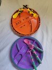 Children s Constructive Eating Lot Of 2 Plates And 5 Utensils  Usa Made