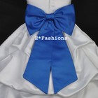 Royal Blue Tie Bow Sash For Wedding Flower Girl Dress Sz S M L 2 4 6 8 10 12 14