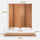 Room Divider Wood Screen 4 Panel Wood Mesh Woven Design Room Screen Divider