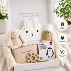 Baby Gift Basket     Gender Neutral Newborn Gift Set With Organic Neutral Beige