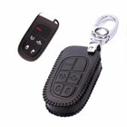 New Leather 5 Button Remote Key Bag Case Fob Holder Chain For Dodge Series