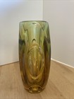 Mcm  Bohemian Czech Sklo Union Rosice Glass Amber Vase Rudolf Schr  ter Label
